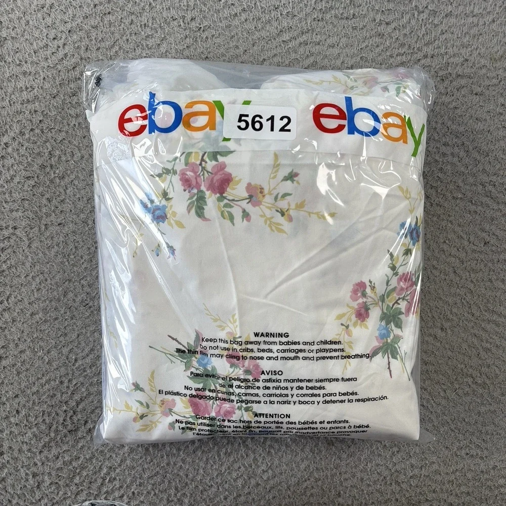 Lauren Ralph Lauren King Flat Sheet Sateen Cottagecore White Pink Blue Floral